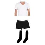Tekli Denizci Askeri Kıyafet Seti (Beyaz Fanila – Siyah Boxer – Siyah Çorap)