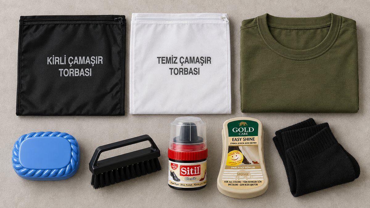 Askeri Malzemeci sitesindeki gerçek bakım ve çamaşır ürünleriyle bir aylık bedelli askerlik çantası