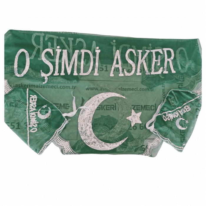 “O Şimdi Asker” Şalı ve İkili Eldiven Seti Yeşil - Görsel 1
