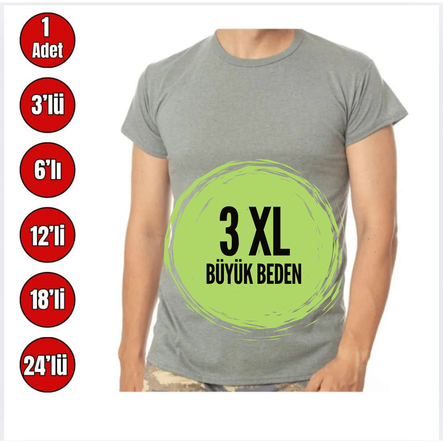 Tek Tek işlemler (1) Büyük Beden 3XL Havacı Askeri Gri Fanila Tişört - Görsel 1